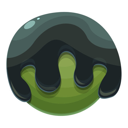 Cartoon illustration of black goo dripping over a green sphereのイラスト素材