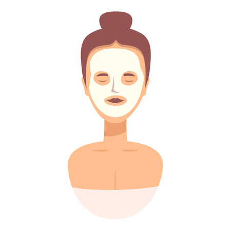 Woman is wearing a facial cosmetic mask and enjoying her beauty routineのイラスト素材