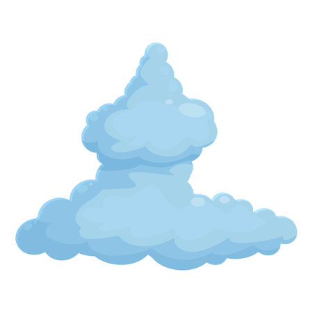 Blue cartoon cloud is floating in the sky with a white backgroundのイラスト素材