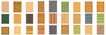 Bamboo mat icons set. This is a set of bamboo mat in various color and pattern for background or textureのイラスト素材