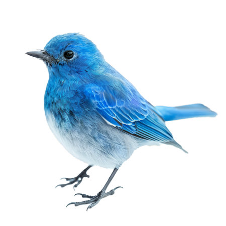 Lifelike illustration of a bright blue bird isolated on a clear background, showcasing intricate feather detailsの素材