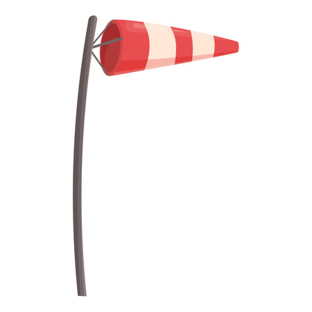 Red and white windsock is waving on the wind on white backgroundのイラスト素材