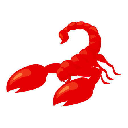 Red scorpion standing on white background showing clawsのイラスト素材