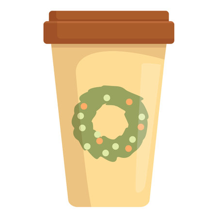 Festive disposable coffee cup, perfect for enjoying a warm beverage during the holiday seasonのイラスト素材