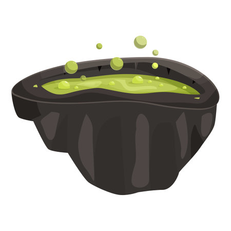 Black cauldron is bubbling with a mysterious green potion, perfect for adding a touch of spooky charm to halloween projectsのイラスト素材