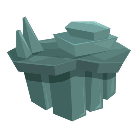Cartoon big gray stone rock platform floating in the air, element for game designのイラスト素材