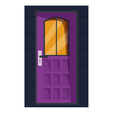 Purple front door with glass paneling inviting guests insideのイラスト素材