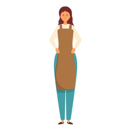 Young woman barista wearing apron standing straight with hands behind her backのイラスト素材