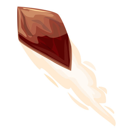 Brown gemstone flying and leaving a trail of dust behind, precious stone for jewelryのイラスト素材
