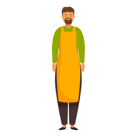 Smiling supermarket employee wearing yellow uniform standingのイラスト素材