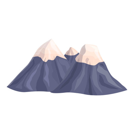 Three majestic mountains with snowy peaks rising high above the surrounding landscapeのイラスト素材