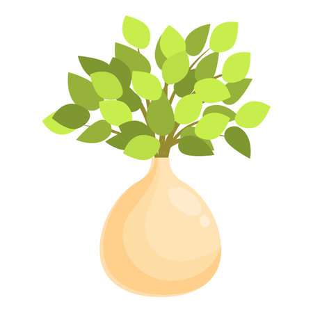 Green plant with many leaves growing in an elegant vase, perfect for bringing a touch of nature to your home decorのイラスト素材