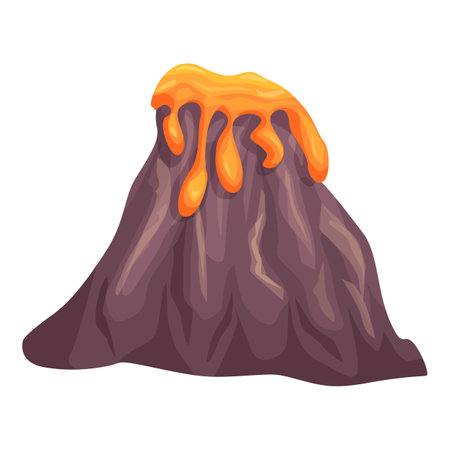 Cartoon illustration of a volcano erupting spewing molten lavaのイラスト素材