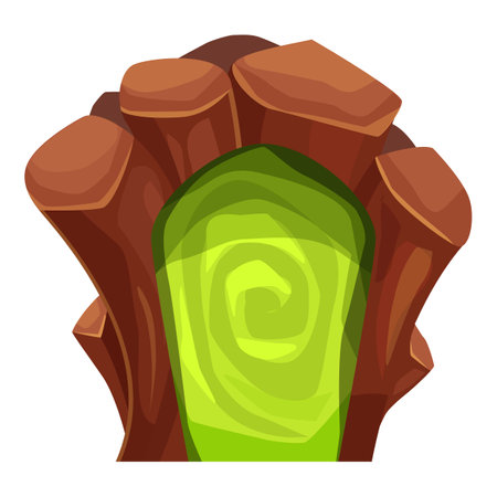 Wooden portal with green swirling liquid glowing mysticallyのイラスト素材