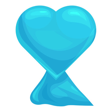 Blue liquid is splashing upwards forming a perfect heart shapeのイラスト素材