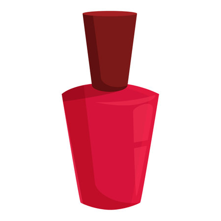 Red nail polish bottle standing up on white background, beauty product illustrationのイラスト素材