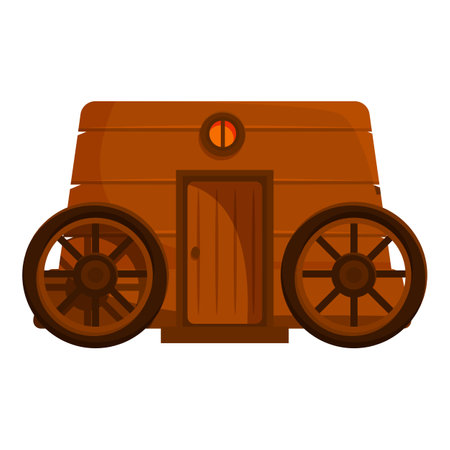 Wooden sauna building standing on big wheels relaxing spa procedure isolated on white backgroundのイラスト素材