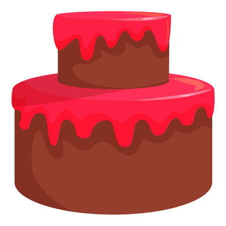 Two tier chocolate cake with dripping icing, celebrating a birthday or special occasionのイラスト素材