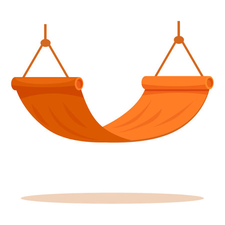 Orange hammock hanging on ropes, concept of vacation, travel and summerのイラスト素材