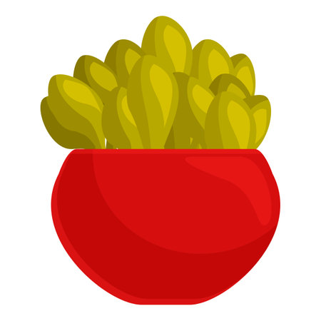 Green succulent plant growing in red pot minimalist illustration on white backgroundのイラスト素材