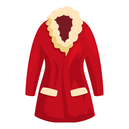 Red winter coat with a fur collar, perfect for staying warm and stylish during the colder monthsのイラスト素材