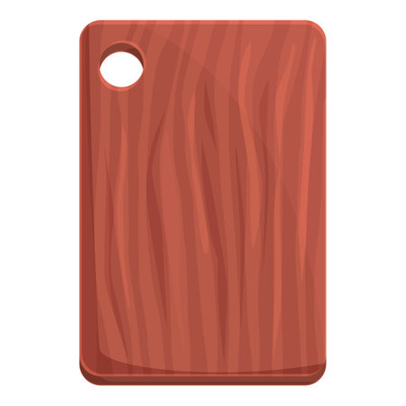 Simple, rectangular, brown cutting board with a hole in one corner, showing wood grainのイラスト素材