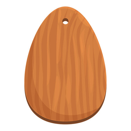 Egg shaped wooden cutting board with a hole for hanging, perfect for any kitchenのイラスト素材