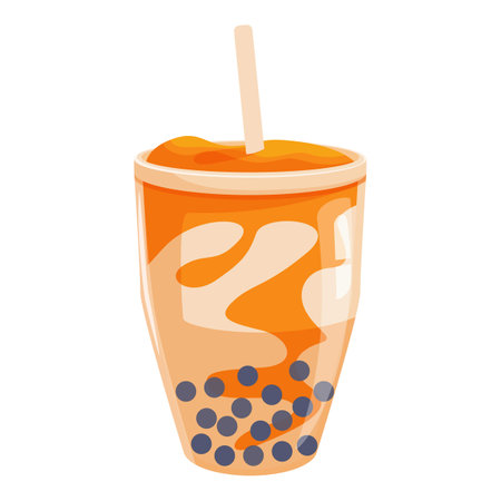 Refreshing and delicious beverage with chewy tapioca pearls is being enjoyedのイラスト素材