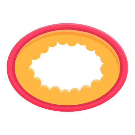 Oval speech bubble with scalloped edge in a modern flat style making an important statementのイラスト素材