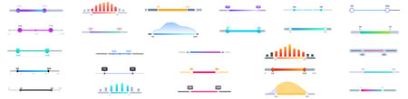 Price range icons set. Collection of colorful loading bars showing progress on white background