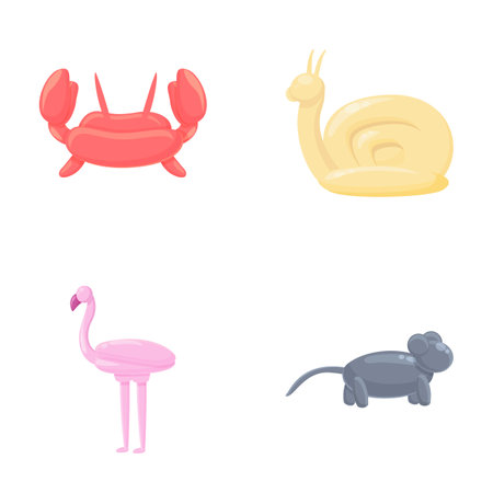 Inflatable animal icons set cartoon vector. Various animal from colored balloon. Celebratory balloonのイラスト素材