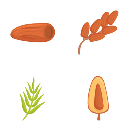 Colorful illustration featuring autumn elements like a piece of wood, seeds, leaves, and an ice creamのイラスト素材