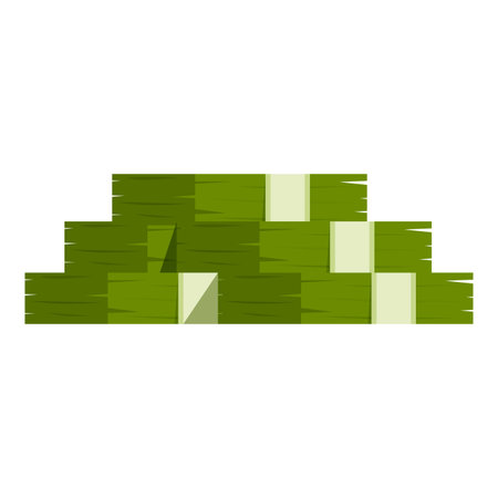 Large stack of green hay bales creating a pyramid shapeのイラスト素材