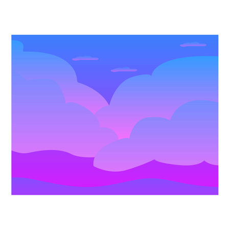Illustration of a bright, colorful sky with purple cloudsのイラスト素材
