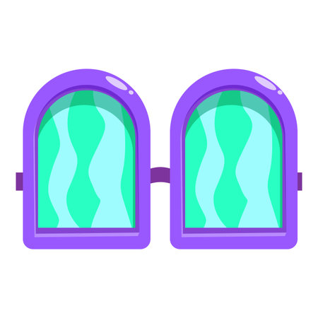 Sunglasses with a purple frame are reflecting a turquoise wavy patternのイラスト素材