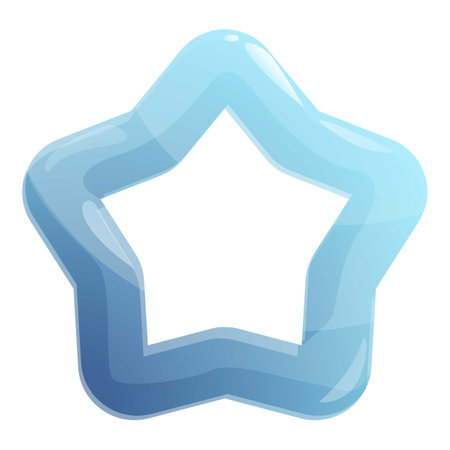 Blue star shape shining with glossy surface, isolated over white backgroundのイラスト素材