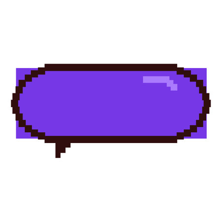 Retro style purple pixelated speech bubble is displaying a blank messageのイラスト素材