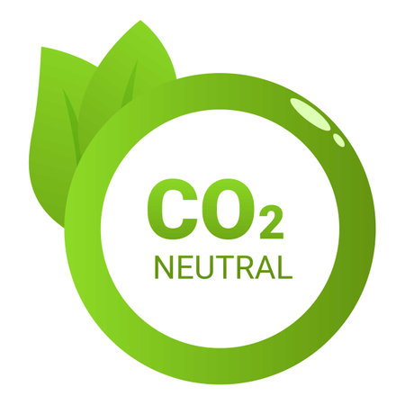 Green icon with leaves symbolizing co2 neutrality and environmental responsibilityのイラスト素材