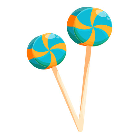 Two blue and orange swirl lollipops are standing on a white backgroundのイラスト素材