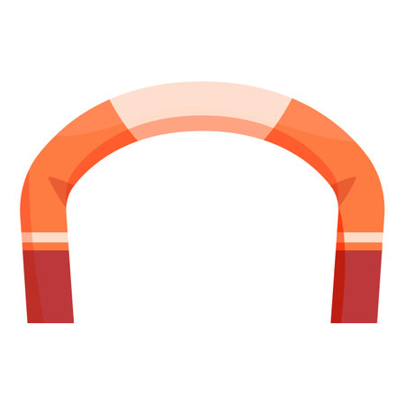 Red and orange inflatable archway, perfect for welcoming attendees at your next outdoor eventのイラスト素材
