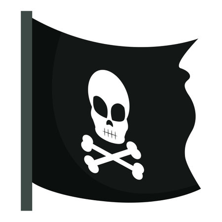 Black flag with a white skull and crossbones, typically used by piratesのイラスト素材