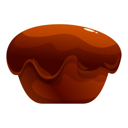 Chocolate muffin with icing dripping down the sides, isolated on a white backgroundのイラスト素材