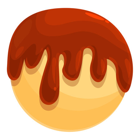 Caramel sauce is shown dripping over a soft bun, creating a sweet treatのイラスト素材