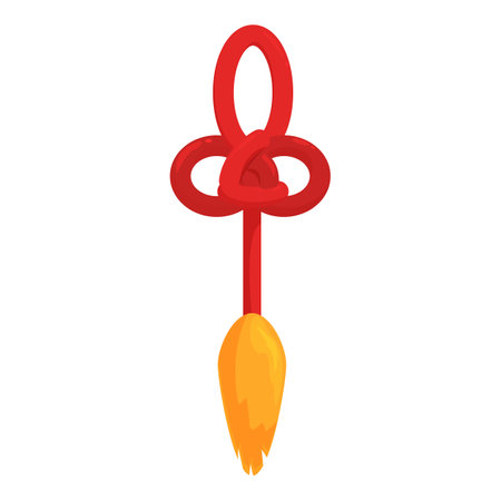 Red chinese knot ornament hanging with a yellow tassel, representing luck and prosperityのイラスト素材