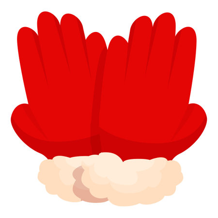 Red winter gloves with fur, keeping hands warm during cold weather, cozy and comfortable winter accessoryのイラスト素材