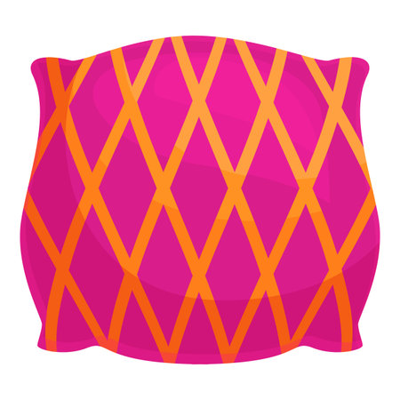 Soft and inviting pillow featuring a vibrant pink color and an eye catching orange rhombus pattern, perfect for adding a touch of style and comfortのイラスト素材