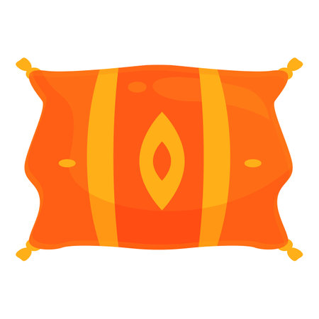 Soft and inviting arabic pillow, featuring a vibrant orange color and intricate gold embroidery, symbolizing warmth and welcomeのイラスト素材