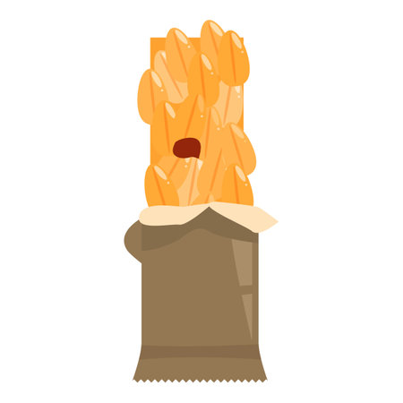 Caramel protein bar is being unwrapped from its brown paper packaging, revealing a delicious and nutritious snackのイラスト素材
