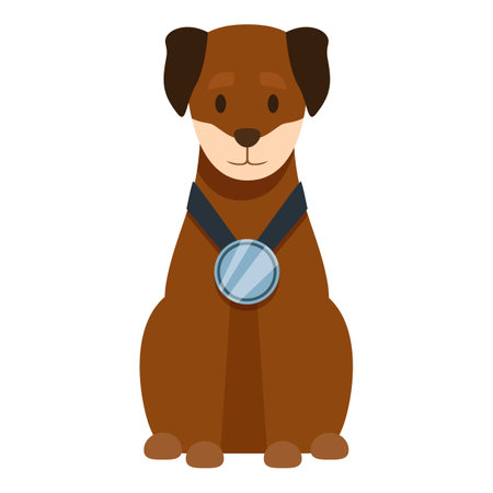 Brown dog is wearing a medal, showing its achievementのイラスト素材