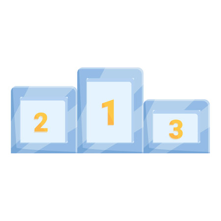 Blue winners podium with golden numbers for awarding the best participantsのイラスト素材